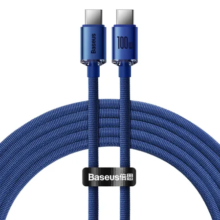 Кабель Baseus Crystal Shine Series Fast Charging Data Cable Type-C to Type-C 100W 20V 5A 2m Синій