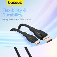 Кабель Baseus Pudding Series Fast Charging Data Cable USB to Type-C 100W 20V 5A 2m Черный