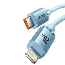 Кабель Baseus Crystal Shine Series Fast Charging Data Cable Type-C to Lightning PD 20W 1.2m Блакитний