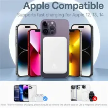 УМБ Baseus Magnetic Mini Wireless Fast Charge 2in1 5000mAh 20W 2.4A QC3.0+PD3.0 з Бездротовою зарядкою Qi 15W Білий