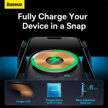Бездротовий автомобільний зарядний пристрій Baseus Milky Way Pro Wireless Charging Electric Car Mount з технологією Qi 15W Чорний