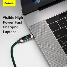 Кабель Baseus Display Series Fast Charging Data Cable Type-C to Type-C 100W 20V 5A 1m Зелений