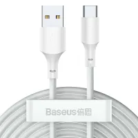 Кабель Baseus Simple Wisdom Series Fast Charging Data Cable USB to Type-C 40W 10V 4A 1.5m Набір 2 шт Білий