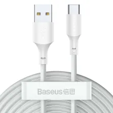 Кабель Baseus Simple Wisdom Series Fast Charging Data Cable USB to Type-C 40W 10V 4A 1.5m Набір 2 шт Білий