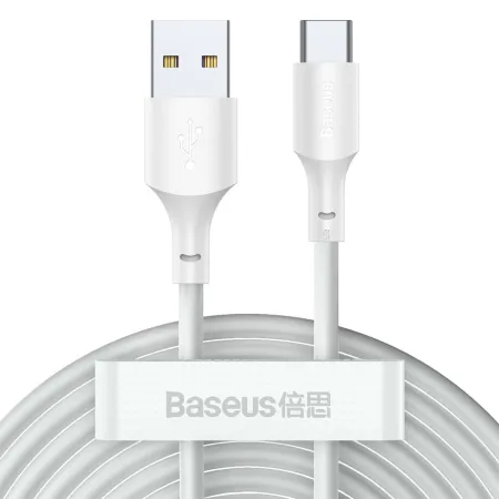 Кабель Baseus Simple Wisdom Series Fast Charging Data Cable USB to Type-C 40W 10V 4A 1.5m Набор 2 шт Белый