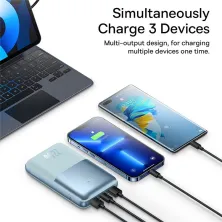 УМБ Baseus Bipow Pro Digital Display 20000mAh 22.5W 5A з технологією QC3.0+PD3.0 2USB+Type-C + Кабель USB to Type-C Блакитний