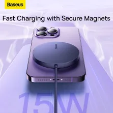 Бездротовий зарядний пристрій Baseus Simple Mini3 Magnetic з функцією MagSafe і Qi 15W Фіолетовий