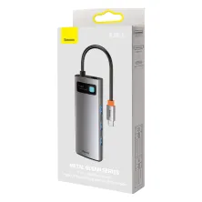 USB-хаб Baseus 5in1 Metal Gleam 5-Port Type-C HUB Adapter Type-C to USB3.0*3, Type-C*1, 4KHDMI Сірий