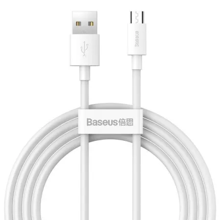 Кабель Baseus Simple Wisdom Series Fast Charging Data Cable USB to Micro USB 2.1A 1.5m Набор 2 шт Белый