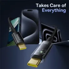 Кабель Baseus Explorer Series Auto Power-Off Fast Charging Data Cable Type-C to Type-C 100W 20V 5A 2m Черный