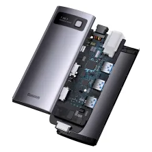 USB-хаб Baseus 7in1 Metal Gleam -Port Type-C HUB Adapter Type-C to USB3.0*3, Type-C(PD)*1, 4KHDMI, VGA, RJ45 Сірий