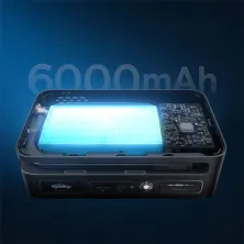 Пускозарядное устройство Бустер Baseus Super Energy 4in1 12V 6000mAh 600A с функцией Павербанка 5V/3A и Компрессора Черный