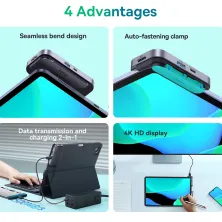 USB-хаб Baseus 4in1 PadJoy 4-Port Type-C HUB Adapter Type-C to USB3.0*1, Type-C*1, 4KHDMI, AUX Сірий