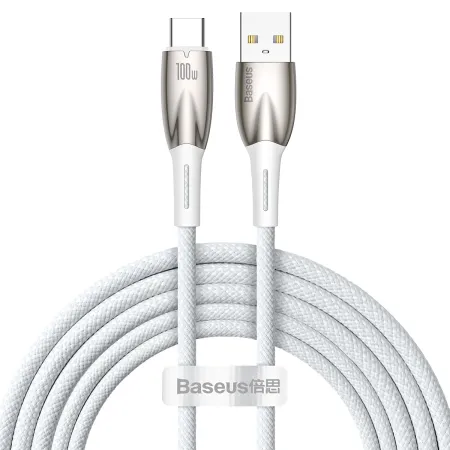 Кабель Baseus Glimmer Series Fast Charging Data Cable USB to Type-C 100W 20V 5A 2m Білий