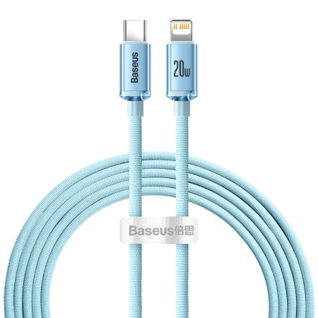 Кабель Baseus Crystal Shine Series Fast Charging Data Cable Type-C to Lightning PD 20W 2m Блакитний