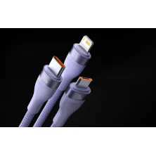 Кабель Baseus Flash Series 2 3-in-1 Fast Charging Data Cable USB to Lightning+Type-C+MicroUSB 100W 1.2m Фіолетовий