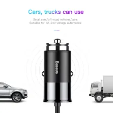 Автомобильное зарядное устройство Baseus Enjoy Together 2в1 4.8A USB с зарядным кабелем Type-C / Lightning 1.2м Черный
