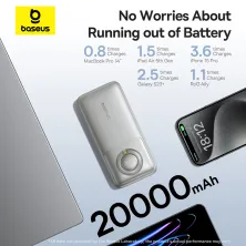 УМБ Baseus Free2Pull with Retractable Cable 20000mAh 65W с технологией QC3.0+PD3.0 и Type-C кабелем 60W Серый