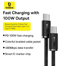Кабель Baseus Dynamic 3 Series Fast Charging Data Cable Type-C to Type-C 100W 20V 5A 2m Чорний