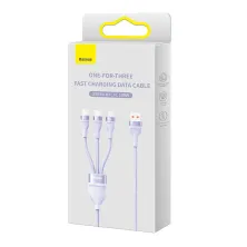 Кабель Baseus Flash Series 2 3-in-1 Fast Charging Data Cable USB to Lightning+Type-C+MicroUSB 100W 1.2m Фіолетовий