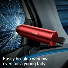 Аварійний молоток і ніж для ременя автомобільний Baseus Sharp Tool Safety Hammer Червоний
