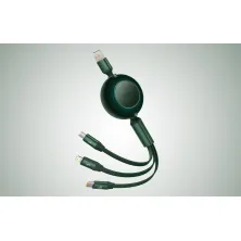 Кабель Baseus Bright Mirror 2 Series Retractable 3-in-1 Fast Charging Data Cable USB to Lightning+Type-C+MicroUSB 66W 1.1m Зелений