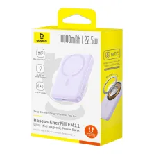 УМБ Baseus EnerFill FM11 Ultra-Mini Magnetic 2in1 10000mAh 22.5W 3A QC3.0+PD3.0 з Бездротовою зарядкою Qi 15W Фіолетовий