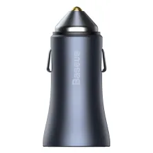 Автомобильное зарядное устройство Baseus Golden Contactor Pro Dual Quick Charger Car Charger 40W USB+Type-C + Кабель Type-C to Lightning 1м Серый