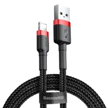 Кабель Baseus Cafule Cable USB to Lightning 2.4A 0.5m Чорно-Червоний