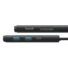 USB-хаб Baseus 6in1 Lite Series 6-Port Type-C HUB Adapter Type-C to USB3.0*2, Type-C(PD)*1, 4KHDMI, TF, SD  Чорний