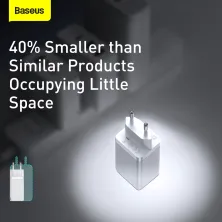 Сетевое зарядное устройство Baseus Quick GaN2 Pro QC4.0+PD3.0 65W USB+2Type-C 5A + кабель Baseus Type-C to Type-C 100W 20V/5A 1м Белый