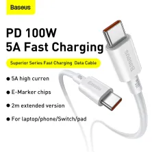 Кабель Baseus Superior Series Fast Charging Data Cable Type-C to Type-C 100W 20V 5A 2m Білий