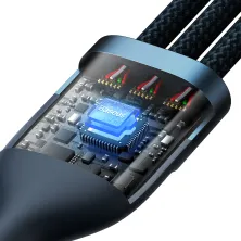 Кабель Baseus Flash Series 2 3-in-1 Fast Charging Data Cable USB to Lightning+Type-C+MicroUSB 100W 1.2m Синій