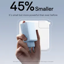 Мережевий зарядний пристрій Baseus GaN6 Pro 65W 2USB+2Type-C + кабель Baseus Type-C to Type-C 100W 20V/5A 1м Блакитний