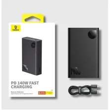 УМБ Baseus Adaman 24000mAh 140W 6A з технологією QC3.0+PD3.0 USB+2Type-C+ кабель Type-C to Type-C 100W 20V/5A 1м Чорний
