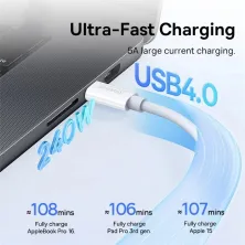 Кабель Baseus Superior 2 Series Fast Charging Data Cable Type-C to Type-C 240W 8K@60Hz 40Gbps 1.8m Білий