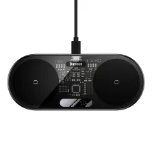 Бездротовий зарядний пристрій Baseus Digital LED Display 2in1 Wireless Charger з технологією Qi 20W Чорний