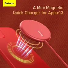 Бездротовий зарядний пристрій Baseus Simple Mini Magnetic з функцією MagSafe і Qi 15W Червоний