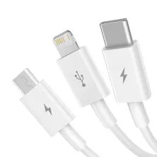 Кабель Baseus Superior Series 3-in-1 Fast Charging Data Cable USB to Lightning+Type-C+MicroUSB 3.5А 0.5m Білий