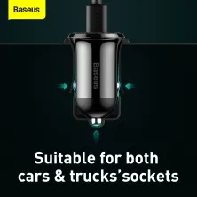 Автомобильное зарядное устройство Baseus Grain Pro Car Charge 2USB 4.8A Черный