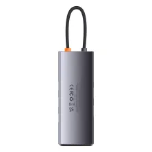 USB-хаб Baseus 7in1 Metal Gleam 7-Port Type-C HUB Adapter Type-C to USB3.0*3, Type-C(PD)*1, 4KHDMI*2, RJ45 Сірий
