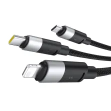 Кабель Baseus StarSpeed Series 3-in-1 Fast Charging Data Cable USB to Lightning+Type-C+MicroUSB 100W 1.5m Черный