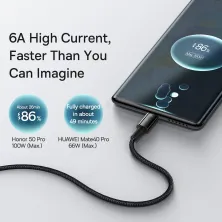 Кабель Baseus Tungsten Gold Fast Charging Data Cable USB to Type-C 100W 20V 5A 2m Чорний