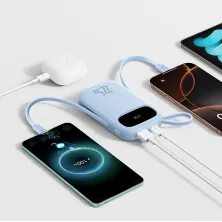 УМБ Baseus EnerFill FC31 Qpow3 Dual-Cable 20000mAh 22.5W с технологией QC3.0+PD3.0 и iP 20W+Type-C 22.5W кабелем Голубой