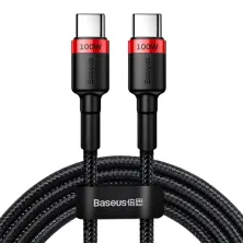 Кабель Baseus Cafule Flash Charging Data Line Cable Type-C to Type-C PD 2.0 QC 3.0 100W 20V 5A 2m Чорно-Червоний