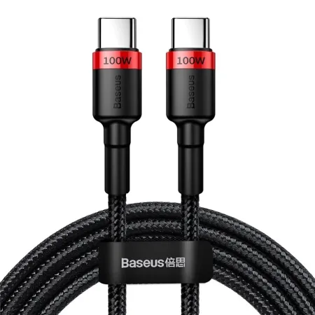 Кабель Baseus Cafule Flash Charging Data Line Cable Type-C to Type-C PD 2.0 QC 3.0 100W 20V 5A 2m Чорно-Червоний