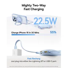 УМБ Baseus EnerFill FC21 Qpow 3 Ultra 10000mAh 22.5W з технологією QC3.0+PD3.0 + Кабель Type-C to Lightning Блакитний