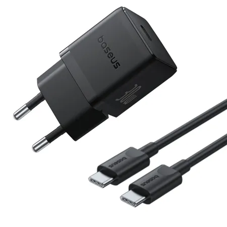 Мережевий зарядний пристрій Baseus Palm Fast Charger 1C PD3.0 30W Type-C 3A  + Кабель Type-C to Type-C 60W 20V/3A 1м Чорний