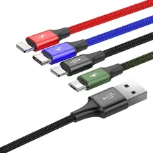 Кабель Baseus Fast 4-in-1 Fast Charging Data Cable USB to 2Lightning+Type-C+MicroUSB 3.5А 1.2m Черный
