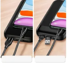Кабель Baseus Dual Output Cafule 2-in-1 Fast Charging Data Cable USB + Type-C to Lightning 18W 1m Черный